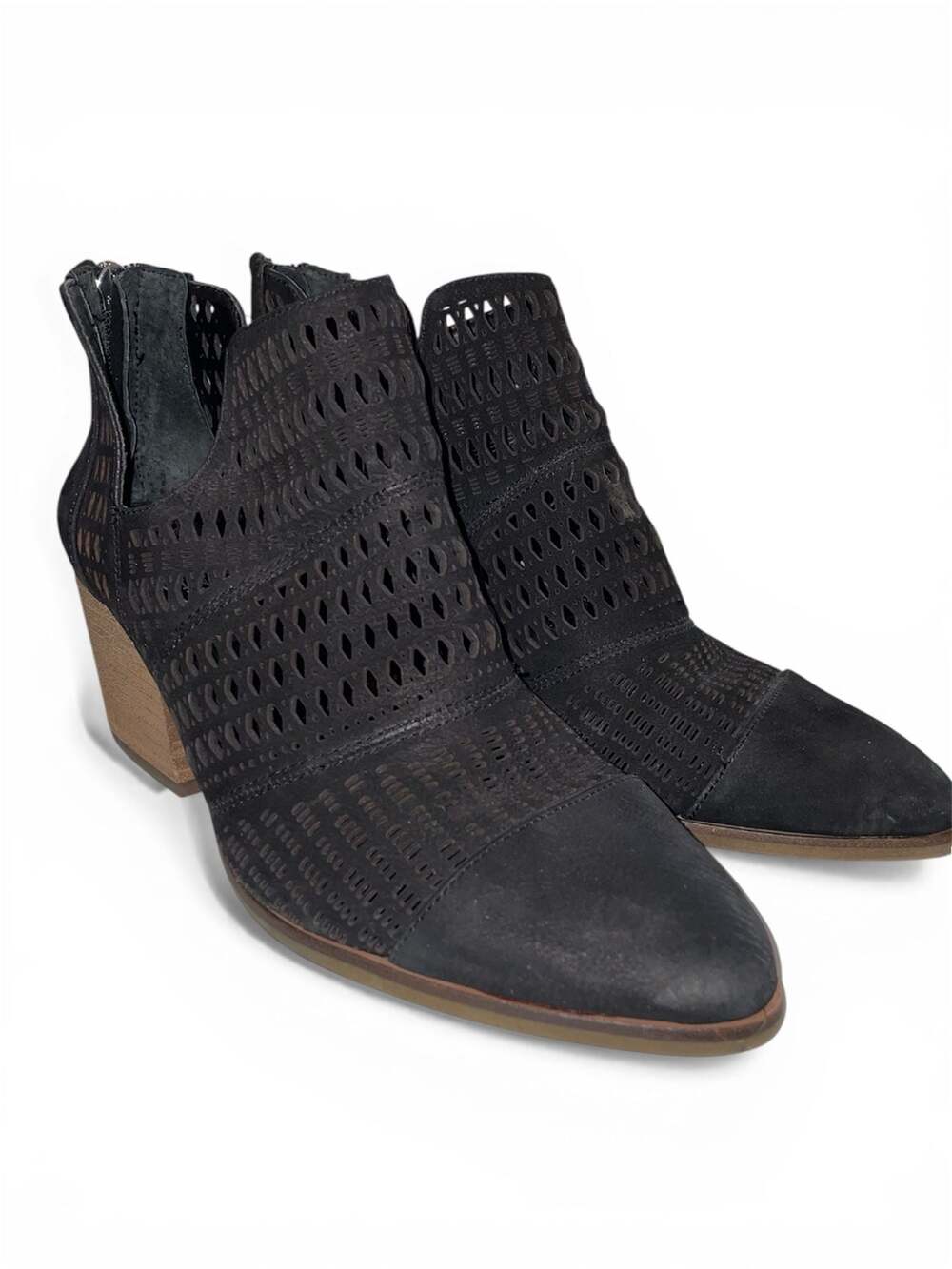 Vince Camuto Niranda Black Perforated Leather Ankle Booties